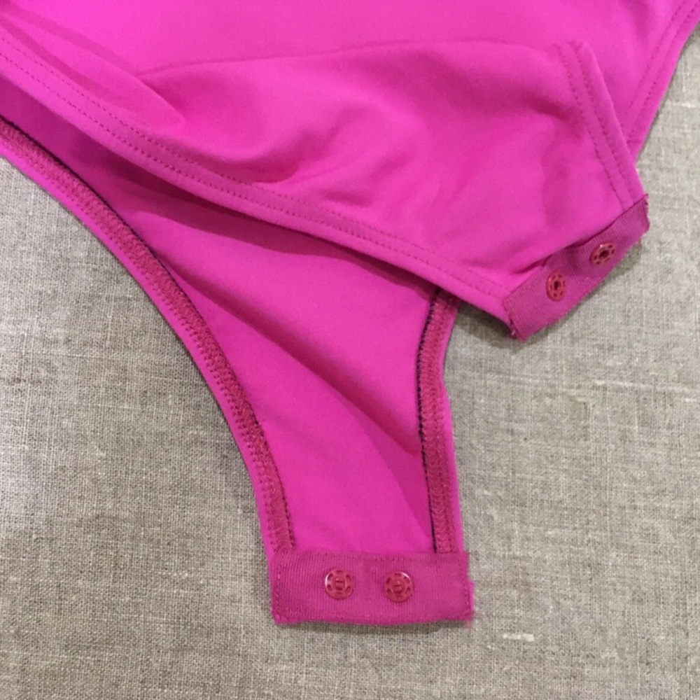 Zara Pink Off Shoulder Ruched Bodysuit NWT Size Large - Picture 7 of 7